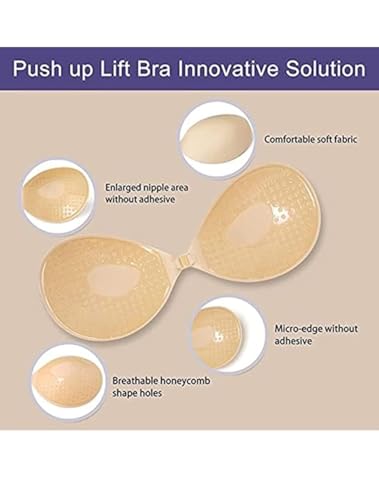 AKHIRAH Women's & Girl's Strapless Push Up Wire Free Stick On Invisible Bra (Free-Size) - Image 3
