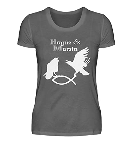 T-shirt Hugin & Munin femme gris XXXL en coton confortable