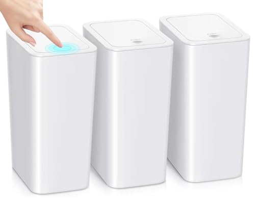 La Mejor Lista de Cesto de Basura para Baño los 5 más buscados. 41 SOZOMO Juego de 3 Botes de Basura para Baño de 2.6 Galón/10 Litros con Tapa, Cubo de Basura Impermeable, Cubeta de Basura Pequeño para Recámara, Cocina, Sala de Baño