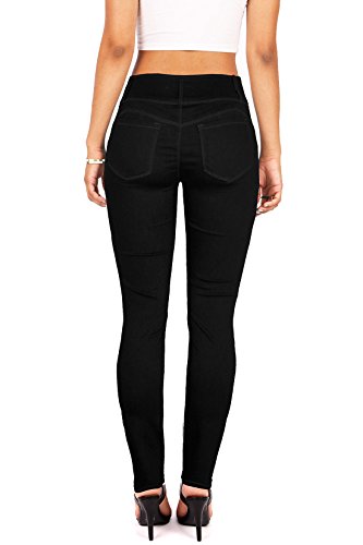 Wax Women's Juniors Body Flattering Mid Rise Skinny Jeans Black 112