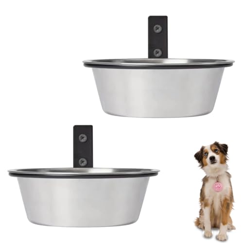 2 Ciotola per cani da parete, in acciaio inox, da appendere, per animali domestici, mangiatoia per cani, pieghevole, per cibo e acqua, per animali domestici, gatti, conigli d'India (17,5 x 6 cm)