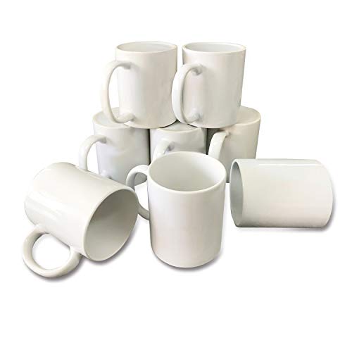 8PCS Sublimation Coffee Mug Blanks 11oz White Coffee Cup Set Ceramic Mugs for Coffee Tea Cocoa Milk,Personalized Gifts for Christmas,Halloween,Birthday,Father's Day