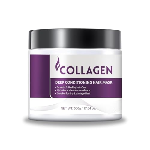 Mascarilla capilar nutritiva profunda morada, repara el cabello dañado, controla eficazmente el encrespamiento, acondicionador con colágeno (500 ml)