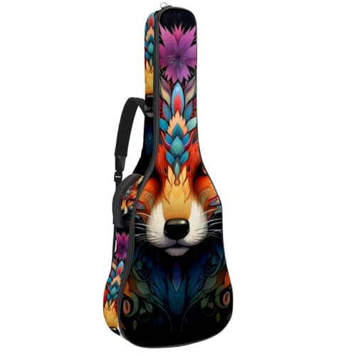 Housse de transport pour guitare étanche contre les chocs, grand sac à poches motif renard 101cm
