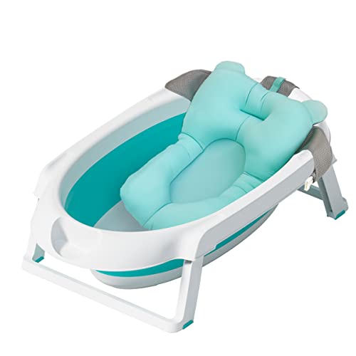 MsPrLs Baby Badewanne Faltbar, Blau, Groß, mit Einsatz, für Baby 0-6 Jahre und Neue Mutter, 30 Liter, Dusche, Geschenk