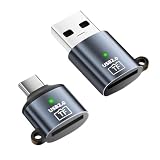 QIANRENON Lettore di schede Micro SD da USB C + USB a Micro SD, adattatore da tipo C e USB 2.0 a TF, lettore di schede di memoria 480 Mbps, con portachiavi, alloggiamento in alluminio, luce LED, per