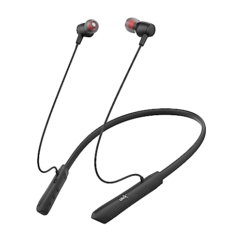 Image of Unix UX-700 Horizon Wireless Neckband | 34-Hour Playtime | Extra Bass | Magnetic Earbuds | Bluetooth Headset with Mic | Sweatproof | Ergonomic Fit | 200mAh Battery | Hands-Free Calling (Black)