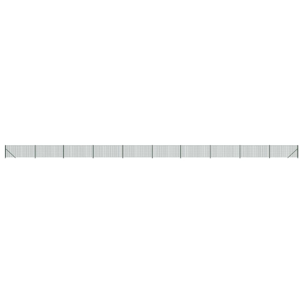 Wire Mesh Fence with Flange Green 1.1x25 m Galvanised Steel PVC Coated Garden Fence Heavy Duty Livestock Enclosure Security Barrier for Property Farm Animal Pen
