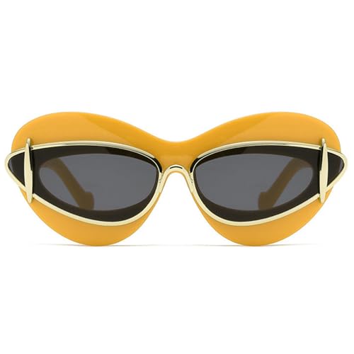 willochra oversized Cat Eye Double Frame Sunglasses Women Luxury Y2k Punk Sun Glasses For Ladies Retro Eyewear Shades F27