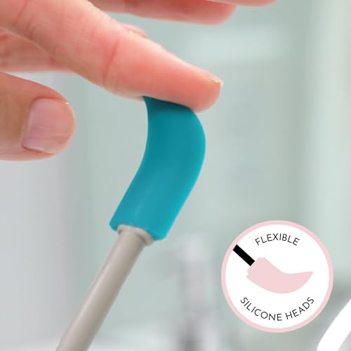 S&T INC. Makeup Spatula, Large and Mini Silicone Spatula Set for Cosmetics, Shampoo, Hair Care, and Skin Care Products, 2 Piece Set, Grey/Teal