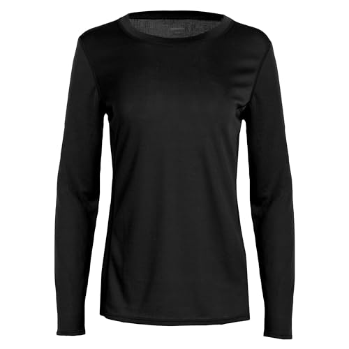 Polarmax Women's Single Layer Crewneck Midweight Relaxed Fit Base Layer - Black, X-Small