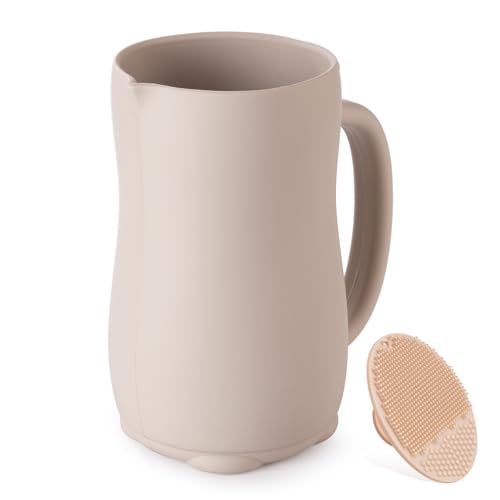 Image of Baby Bath Rinse Cup, Bath Cup for rinsing Hair,The Silicone Material is Soft and Safe, a Good Choice for Baby Bath Products(Cat Beige)