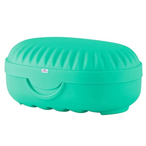 Image of Heart Home Soap Holder for Bathroom | Portable Plastic Self Draining Soap Holder | Leakproof Soap Box for Bathroom, Outdoor Camping, Traveling | Mint Green