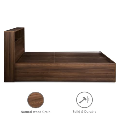 Image of DELITE KOM Urban Engineered Wood Queen Box Bed (Finish Color Acacia Dark Delivery Condition Knockdown)