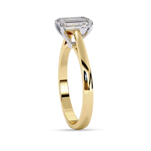 Solitaire Engagement Ring for Women, 7.5x5mm Radiant Cut Lab Created Moissanite Promise Rings in 10K / 14K Solid Gold or 925 Sterling Silver Jewelry Gift for Her3