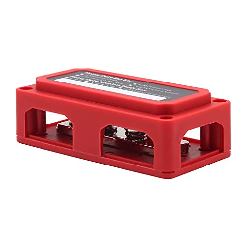 Tiardey Roter 300-A-Sammelschienenkasten, robustes Moduldesign,Stromverteilerblock mit 4 x M8-Bolzen Kfz Verteiler Stromverteilerb Verteilerblock 12V - 48V DC für Boote Wohnmobile Autos