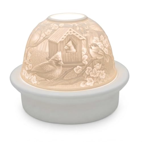 Luumii Light Domes Bird House, LED Light, Porcelain, 4.75-inch Width x 3-inch Height, Home Decor