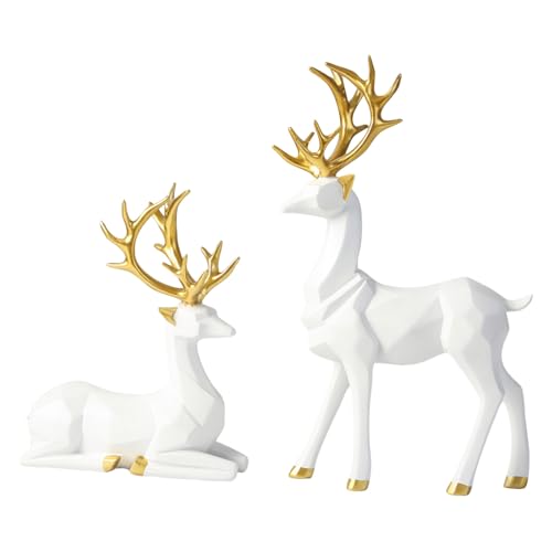 Generisch Weihnachtsdeko Hirsch Figuren 2er Set, Goldene...