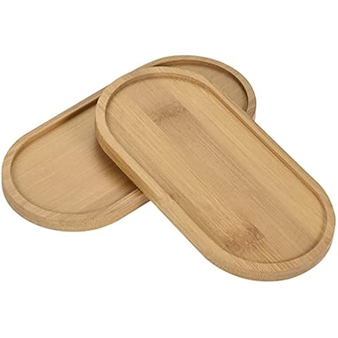 PATIKIL Plant Pot Saucer, 2 Pack 16.7x8cm Bamboo Oval Flower Drip Tray for Indoors Cover