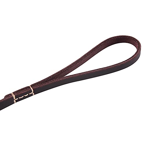 Wopoky 4Ft / 5Ft / 6Ft Geninue Leather Leash For Small To Medium Dogs Training And Walking - Color Black/Brown #TOP3
