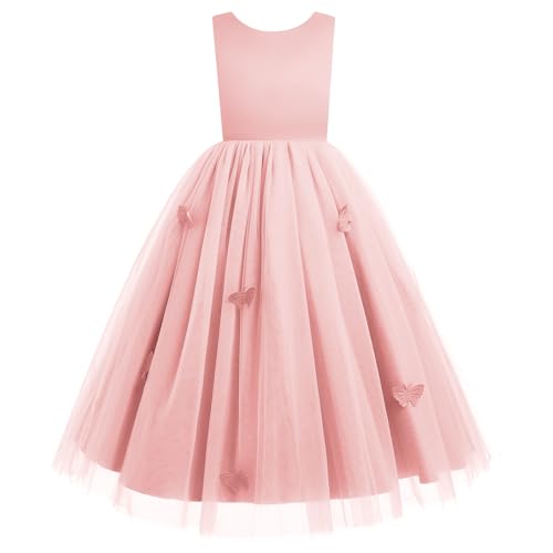 IBTOM CASTLE Kids Girls 3D Butterfly Dress Little Bridesmaid Party Dress Flower Girl Dress Wedding Photoshoot