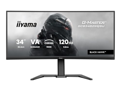 Image of iiyama G-Master Black Hawk GCB3482WQSU-B1 Curved 1500R 34 Inch VA LED Gaming Monitor UWQHD HDMI DP USB 3.2 USB-C 0.6ms 120Hz HDR400 FreeSync Premium Height Adjustment Black