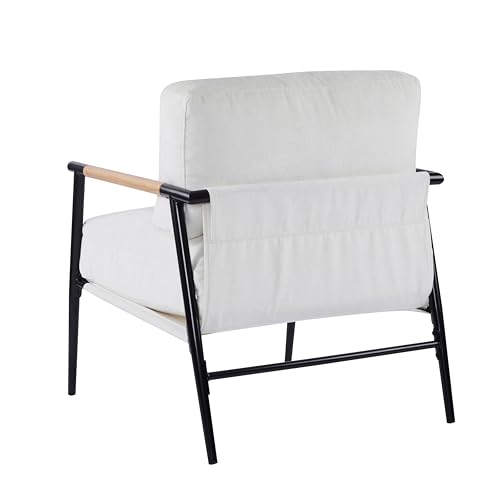 Sillón Moderno Blanco con Estructura de Metal miniatura 6