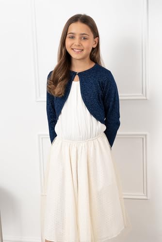 Image of BOLEROSE Girls Long Sleeve Sparkle Cardigan Childrens Kids Bolero Shrug