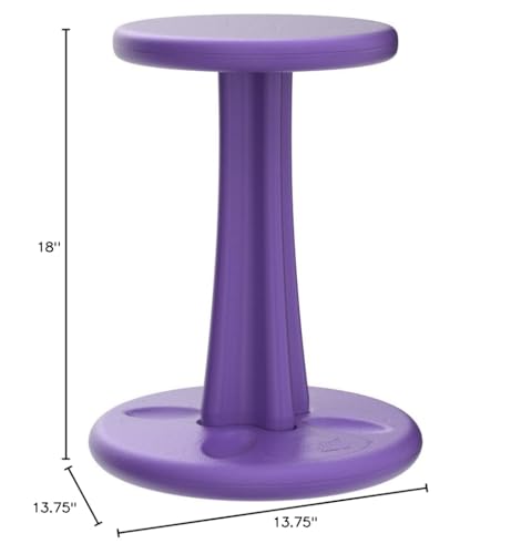 Image of Kore Pre-Teen Wobble Stool, Flexible Seating, Ages 10-11, 18.7in, Purple | Wiggle chair for classroom and home boosts focus, improves posture, and provides an energy outlet; anti-tip base; Made in USA