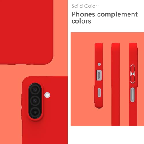 Image of YATWIN Silicone Case for Samsung Galaxy A17 4g /5g, Soft-Touch, Shockproof, DustProof, Antiskid Phone Cover for Samsung Galaxy A17 4g /5g - Red