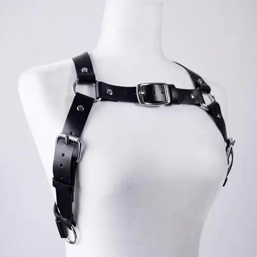 Fstrend Men's Chest Harness Shoulder Belt Faux Leather Black Strap Fashion Rave Body Accessory3