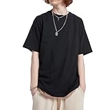 Men's Oversized T-Shirts Heavyweight Cotton Tee Crew Neck Short Sleeve T Shirts Loose Fit Basic Essential Soft Classic Tees (Black,XL)