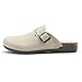 Athlefit Womens Casual Clogs Soft Cork Footbed Mules for Women with Arch Support Adjustable Buckle Slip On Shoes for Home Wear Travel Work Teachers Beige 10