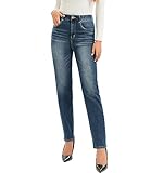 MetHera Women's Rolla Vintage High Rise Stretch Straight Leg Jeans (4, Jocelyn)