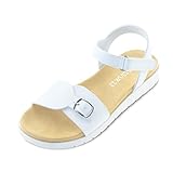 SKABIU Girls Sandals Kids Strap Flat Sandals Open Toe Summer Casual Shoes for Girls White Size 2