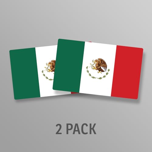 Image of World Country Flag Decal Stickers - Two Pack - for Cars Windows Bumpers Laptops Tablets Tumblers Cups Walls (Mexico)