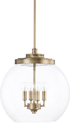 Capital Lighting 321142AD Mid-Century Retro/Vintage Globe Clear Glass Pendant, 4-Light