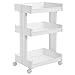 SONGMICS Carrito de Plástico con 3 Niveles, Estantería con Ruedas de PP, Organizador para Cocina y Baño, Estante de Almacenamiento, Blanco KSC01WT
