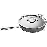 All-Clad 5403 Stainless Steel Dishwasher Safe 3-Quart Saute Pan with Lid, Silver