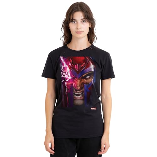 T-shirt femme Marvel X-Men Magneto noir col rond manches courtes vêtement haut geek
