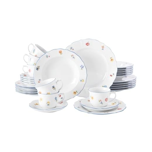Seltmann Weiden Servicio Combinado 30 Piezas | Set para 6 Personas | Serie Sonate Crema | Servicio Incluye Cada 6 Plato de Cena, Plato de Sopa, Plato de Desayuno, Taza de café, platillo de café