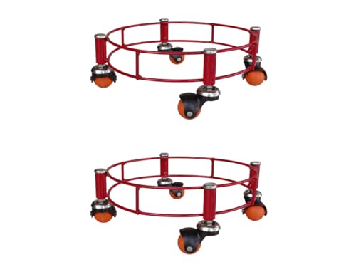 Image of Rincy 2 Pic Red Heavy Colour Heavy Unbreakable Wheels Durable Steel LPG Gas cylinder Trolley With Heavy Wheels Gas Trolley | Steel Cylinder Trolley with Wheels Heavy Duty (5 Year Wheels Warrenty)