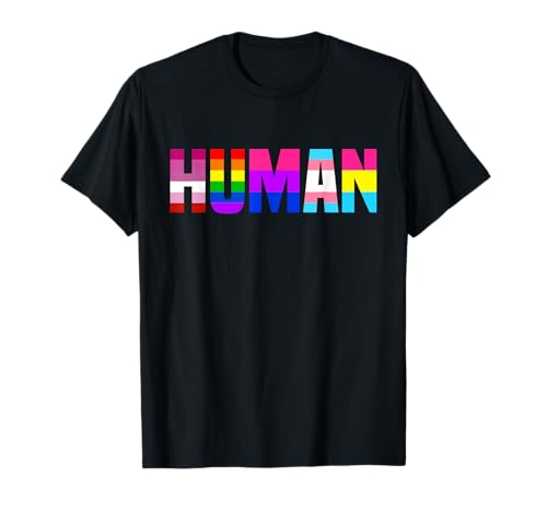 HUMAN Flag LGBTQ Gay Lesbian Queer Pride Month Transgender T-Shirt