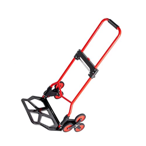 Diable robuste et réglable chariot pliable rouge pour escaliers