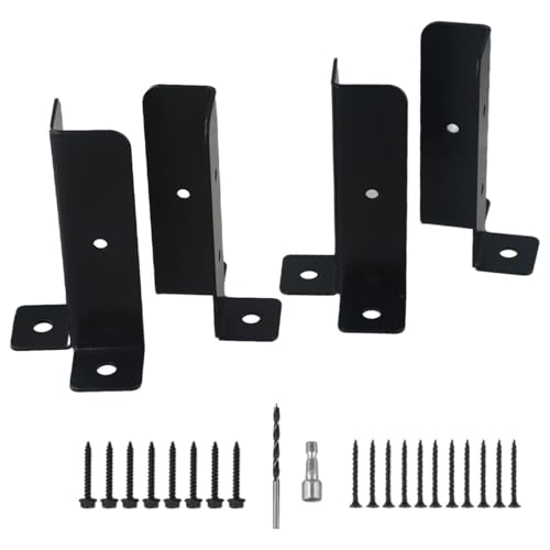 WAZUBC 4 Pcs Pergola Post Base Brackets, Adjustable Deck Post Anchor Base Brackets Fence Black Wood Post Brackets for Pavilion Deck Railing Support Deck Base Plate