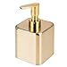 mDesign Compact Square Metal Soap Dispenser for Bathroom/Kitchen - Liquid Soap Pump Bottle for Countertop - Holds Hand Soap, Dish Soap, Lotion, Essential Oil - Unity Collection - Soft Brass