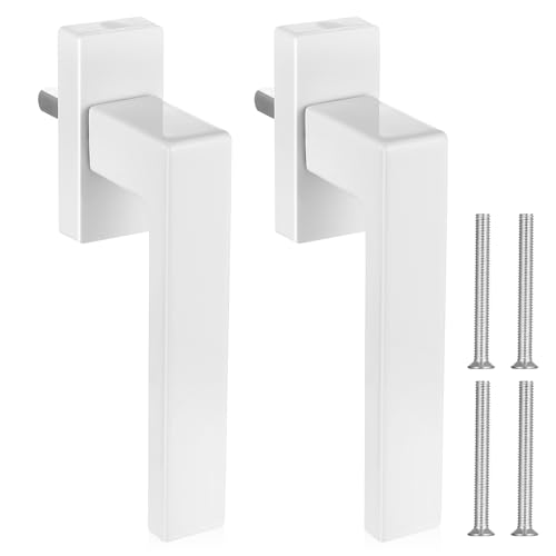 HaoChen 2 Pcs Poignee Fenetre PVC, Poignée de Fenetre PVC, Poignées de Fenêtre en uPVC Droite/Gauche en Aluminium pour Fenêtres et Portes en uPVC (Blanches)
