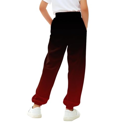 Teen Girls Gradient Sweatpants High Waist DrawstringElastic Cuffs Joggers Casual Trendy Preppy Trousers with Pockets2