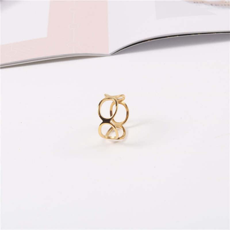 Beads & Pearls Jewelry 18K Gold Plated Stainless Steel Minimalist Trendy Link Chain Ring2