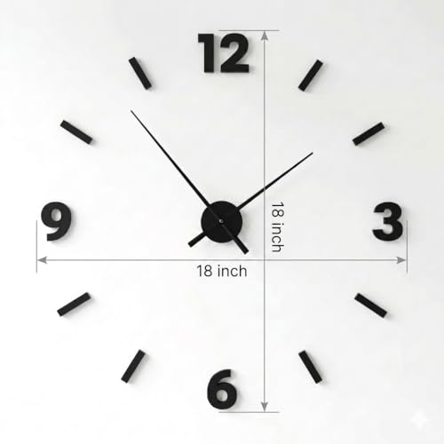 Image of RAPAL Frameless DIY Wall Sticker Clock (55 x 55 cm) - Decorative 3D Number Stickers for Living Room and Bedroom (DIY D2)